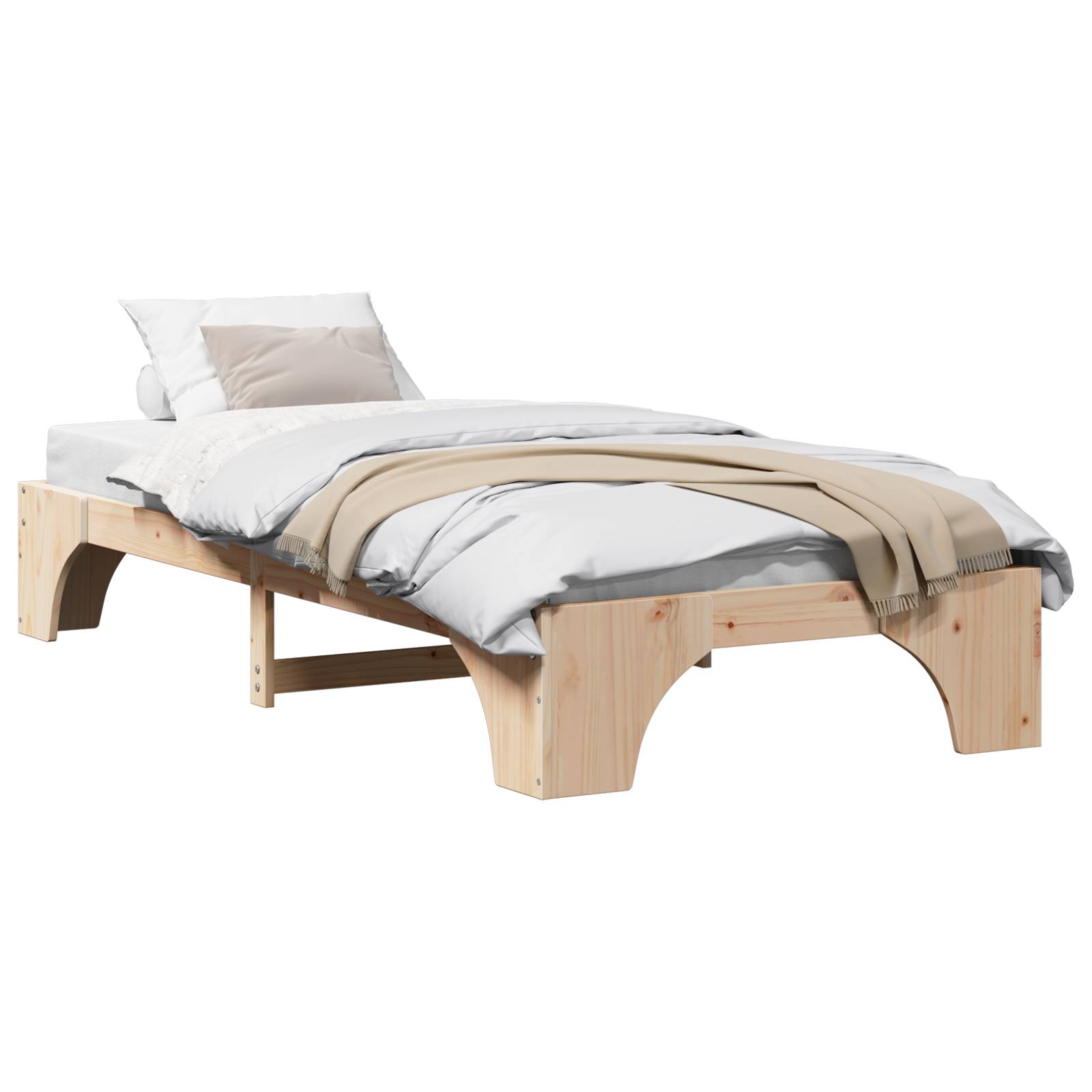 vidaXL Bettgestell Natur Kiefernholz 90 x 190 cm