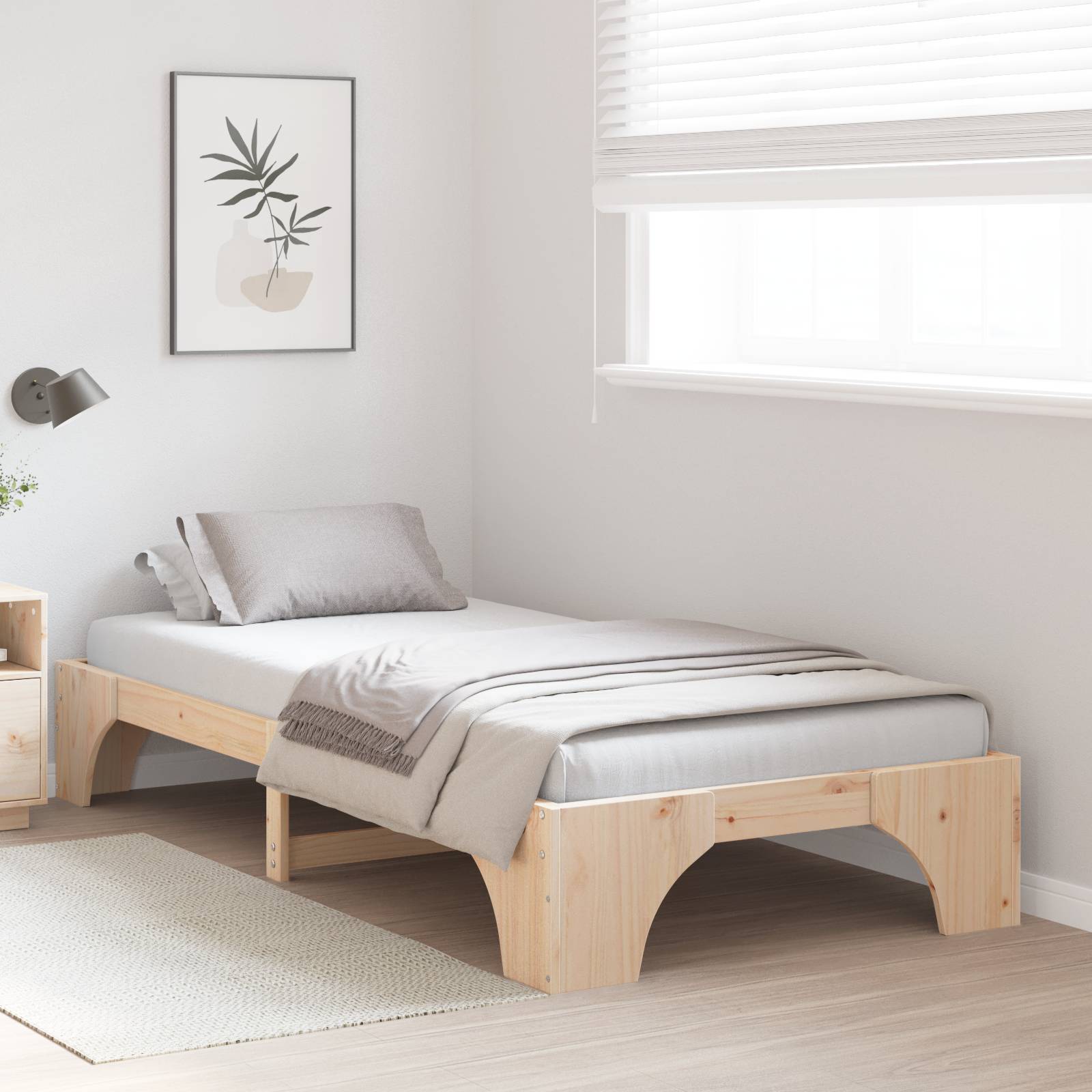 vidaXL Bettgestell Natur Kiefernholz 90 x 190 cm