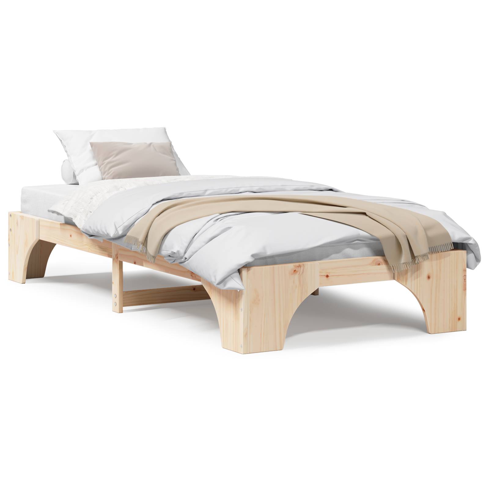 vidaXL Bettgestell Natur Kiefernholz 90 x 190 cm