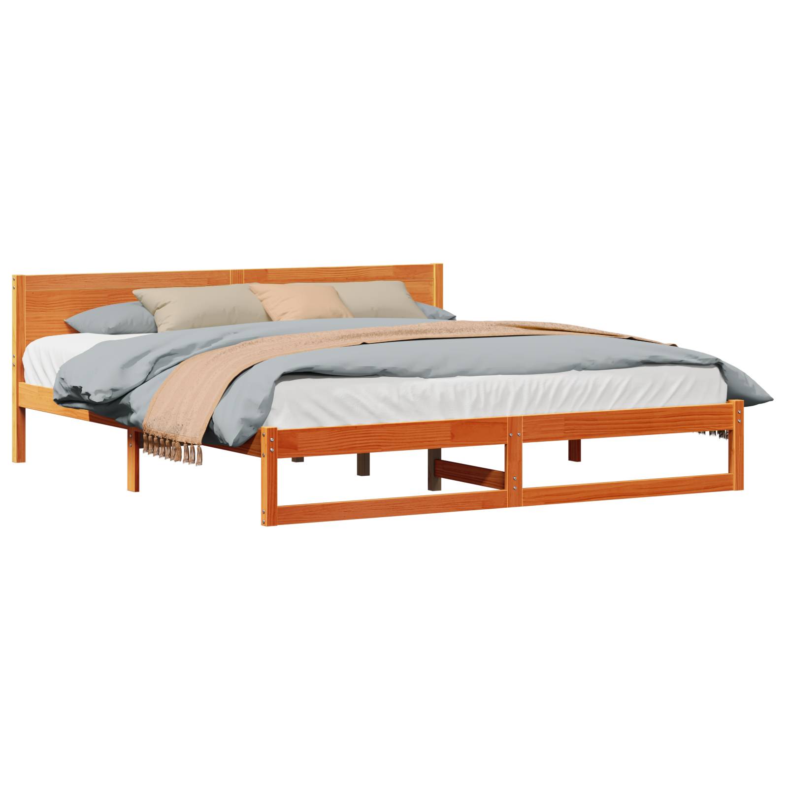 vidaXL Bettgestell Wachsbraun Massivholz Kiefer 180 x 200 cm Langlebig