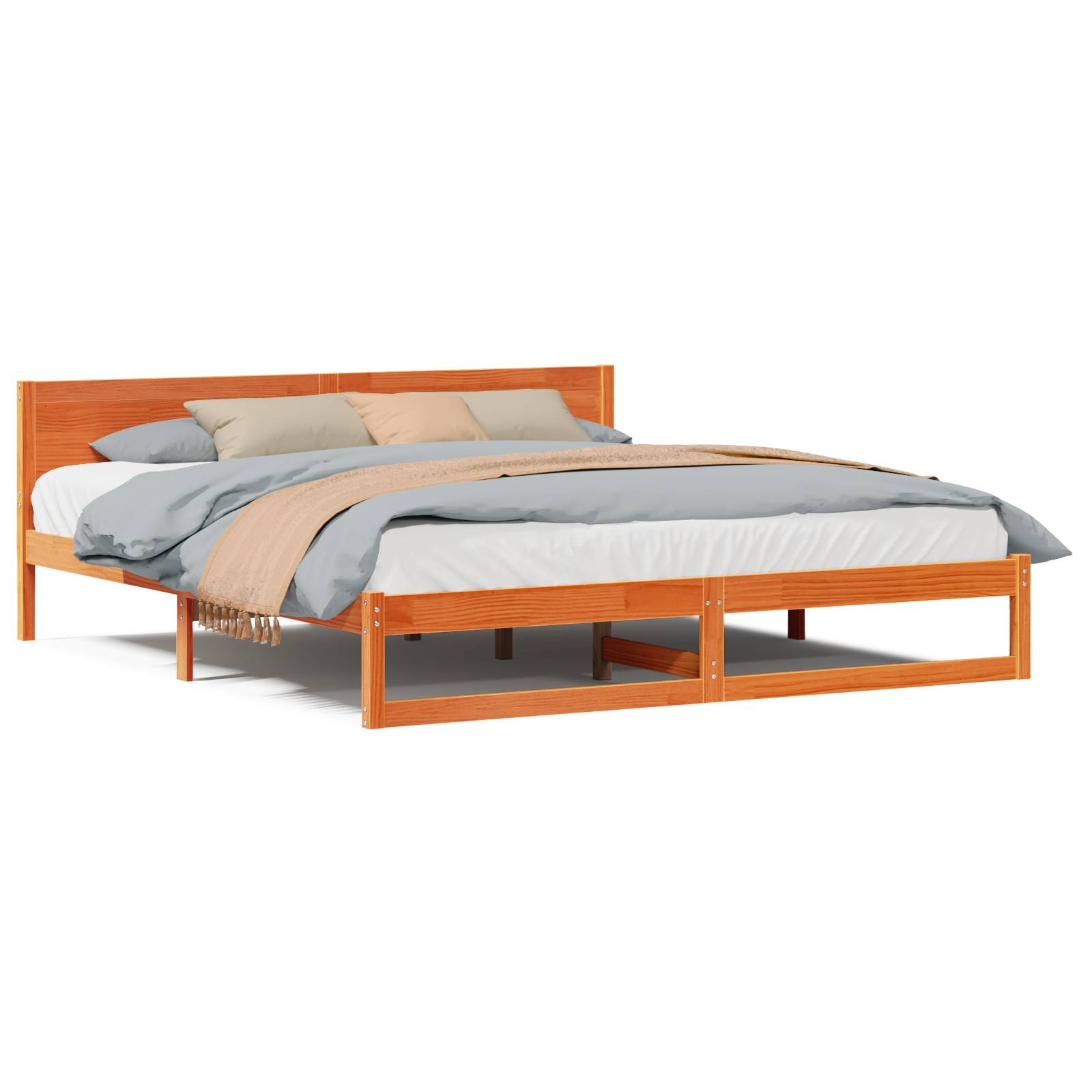 vidaXL Bettgestell Wachsbraun Massivholz Kiefer 180 x 200 cm Langlebig