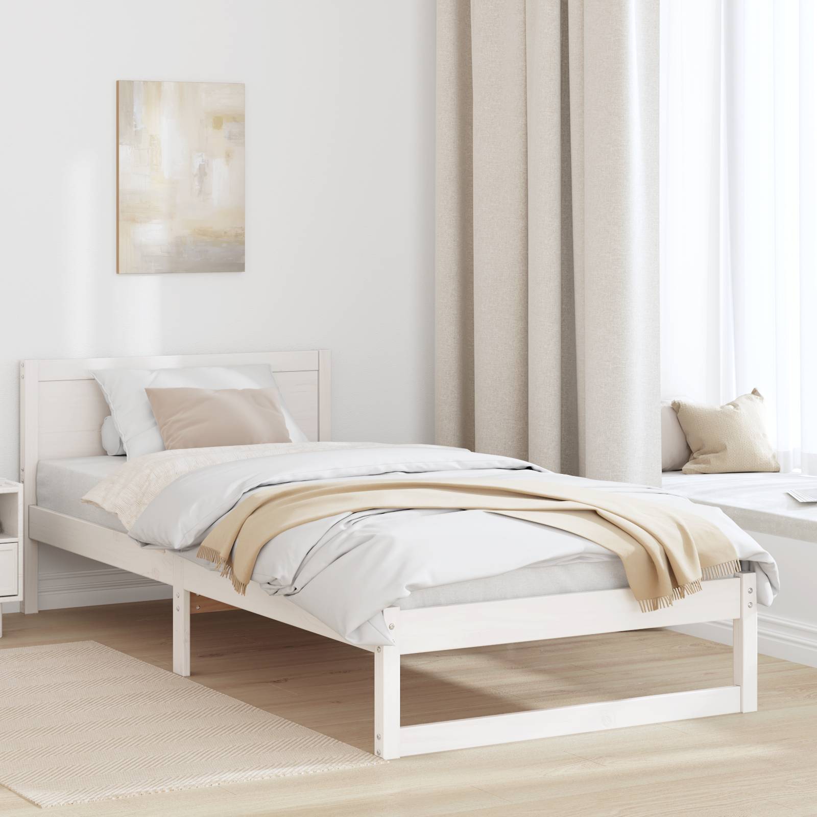 vidaXL Bettgestell Weiß Holz 90 x 200 cm Minimalistisches Bettgestell