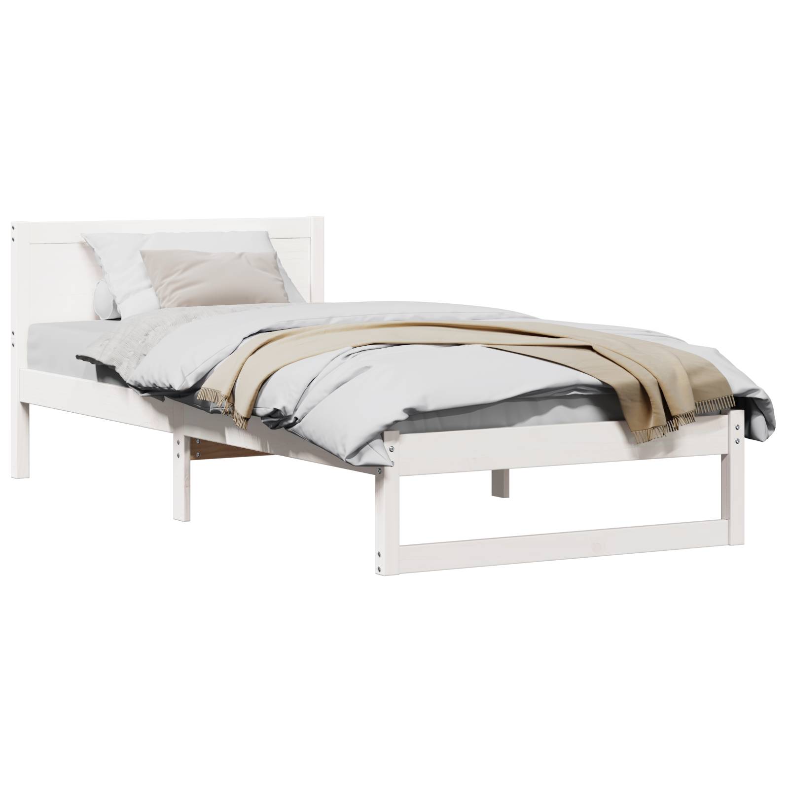 vidaXL Bettgestell Weiß Holz 90 x 200 cm Minimalistisches Bettgestell