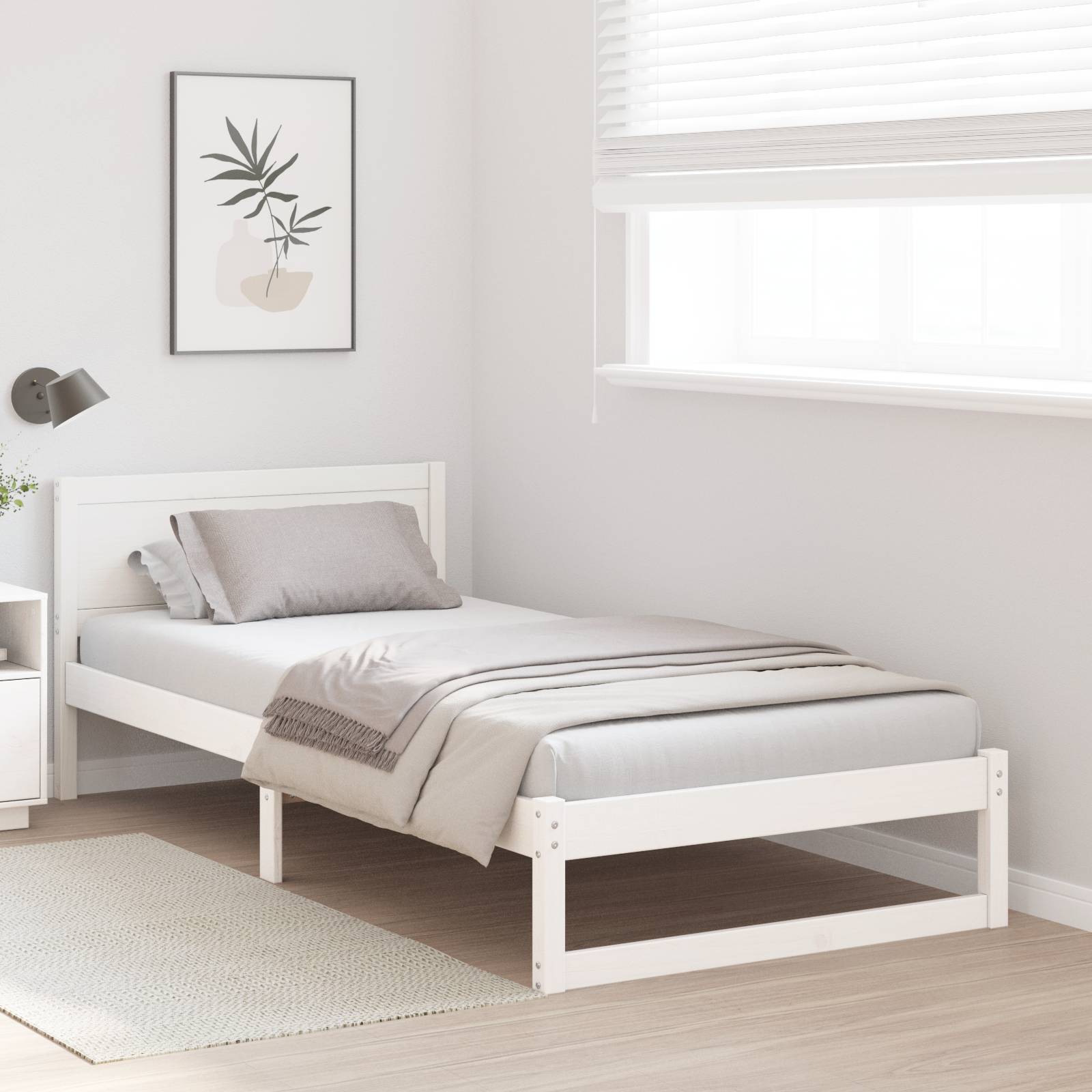 vidaXL Bettgestell Weiß Holz 90 x 200 cm Minimalistisches Bettgestell