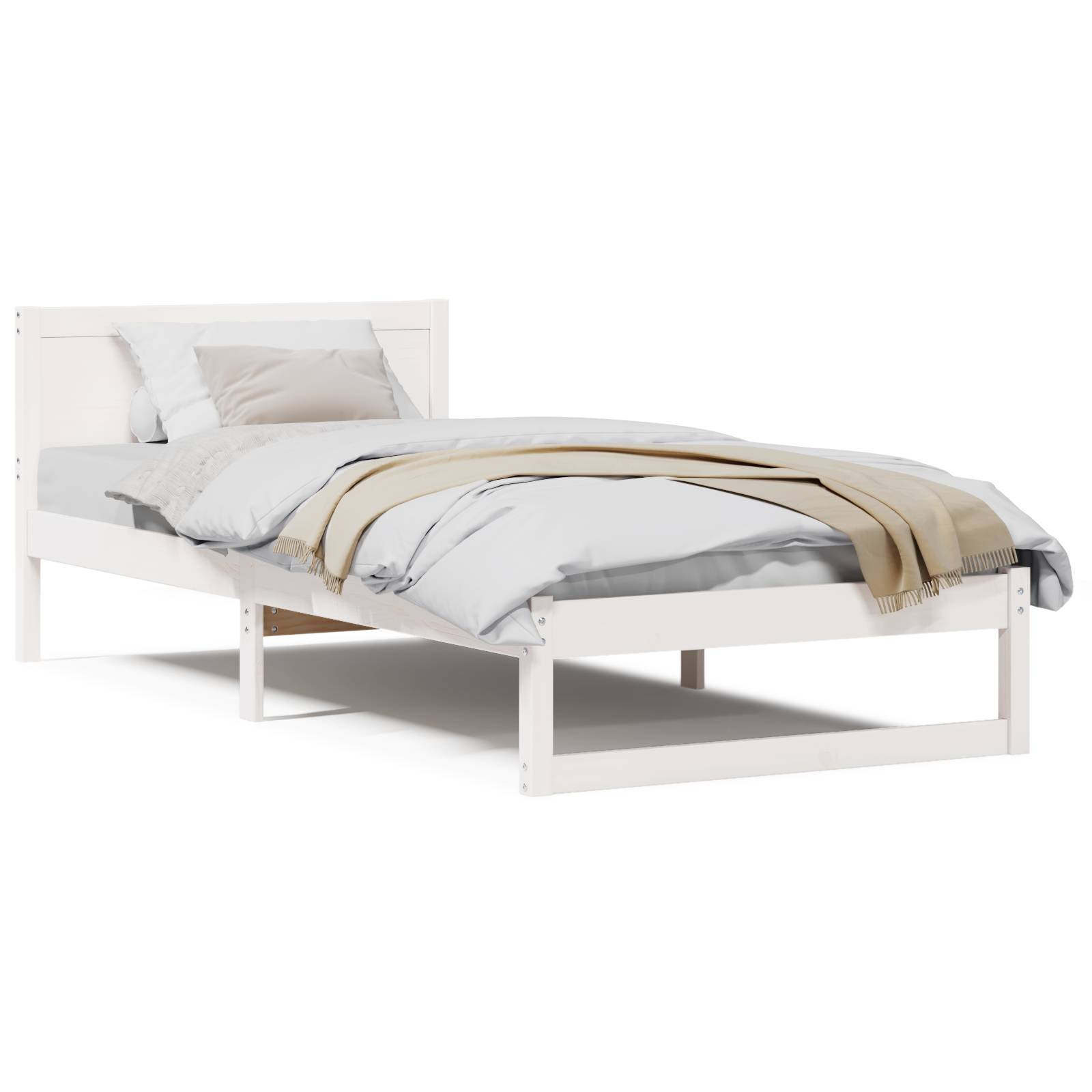 vidaXL Bettgestell Weiß Holz 90 x 200 cm Minimalistisches Bettgestell