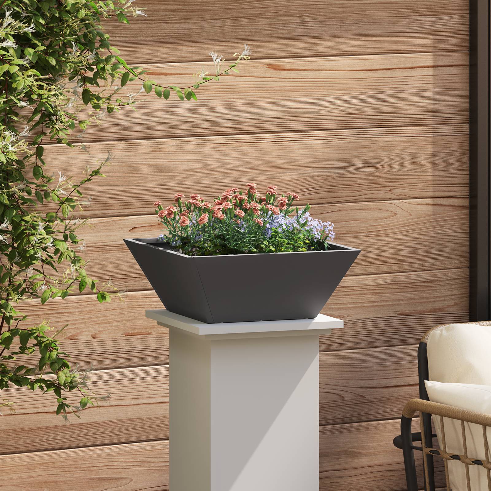 vidaXL Metallpflanzgefäß Schwarz Metall 40 x 40 x 15 cm Pflanzgefäße