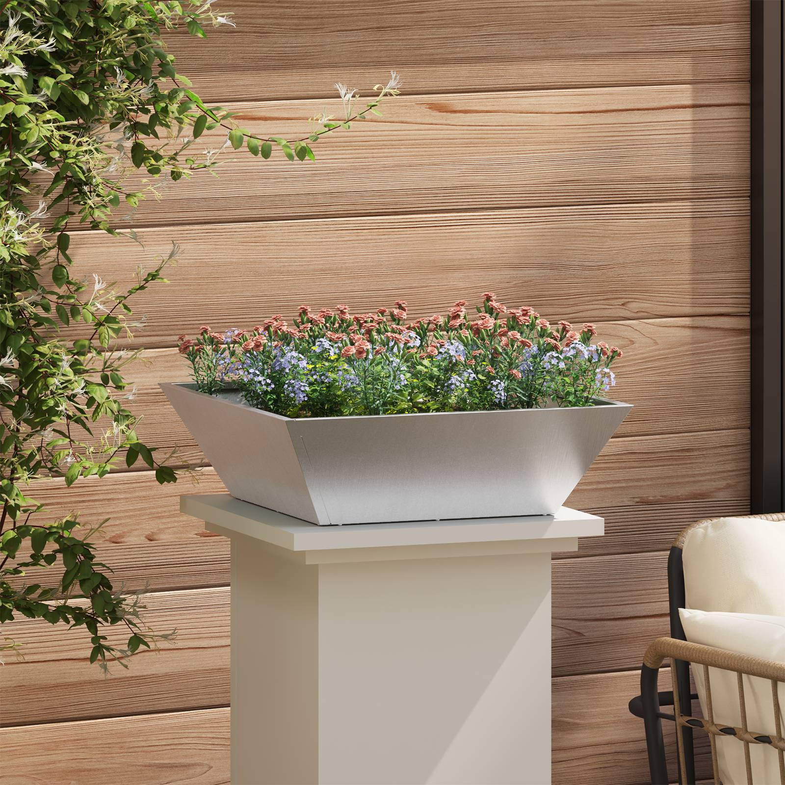 vidaXL Metallpflanzerset Edelstahl Groß Dekorative Intarsien