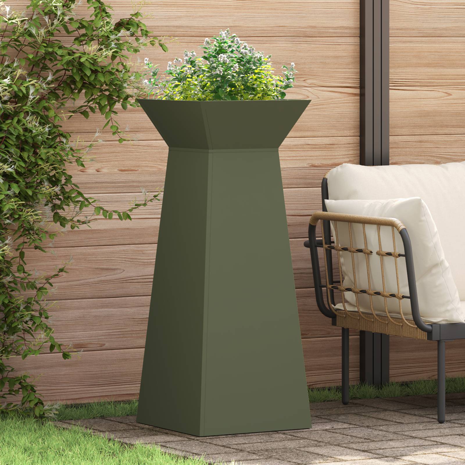 vidaXL Pflanzenständer Olivgrün Metall 40 x 40 x 101 cm Pflanzen