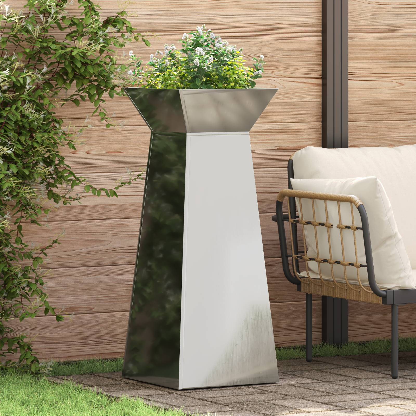vidaXL Pflanzenständer Feuerverzinkter Stahl 40 x 40 x 101 cm Pflanzer