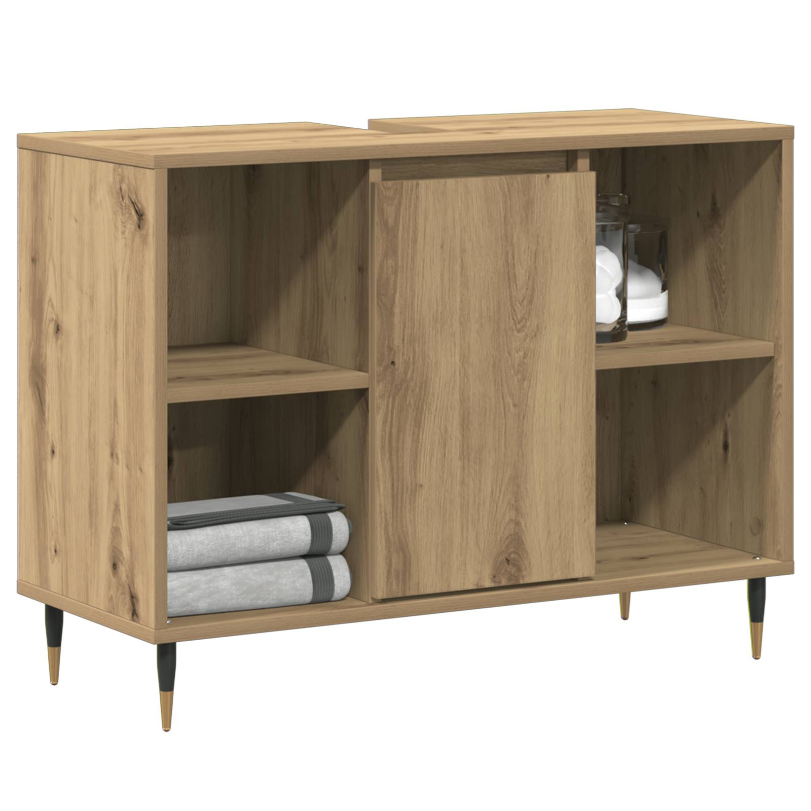 vidaXL Waschtisch Kunsthandwerk Eiche MDF Standard Waschtisch