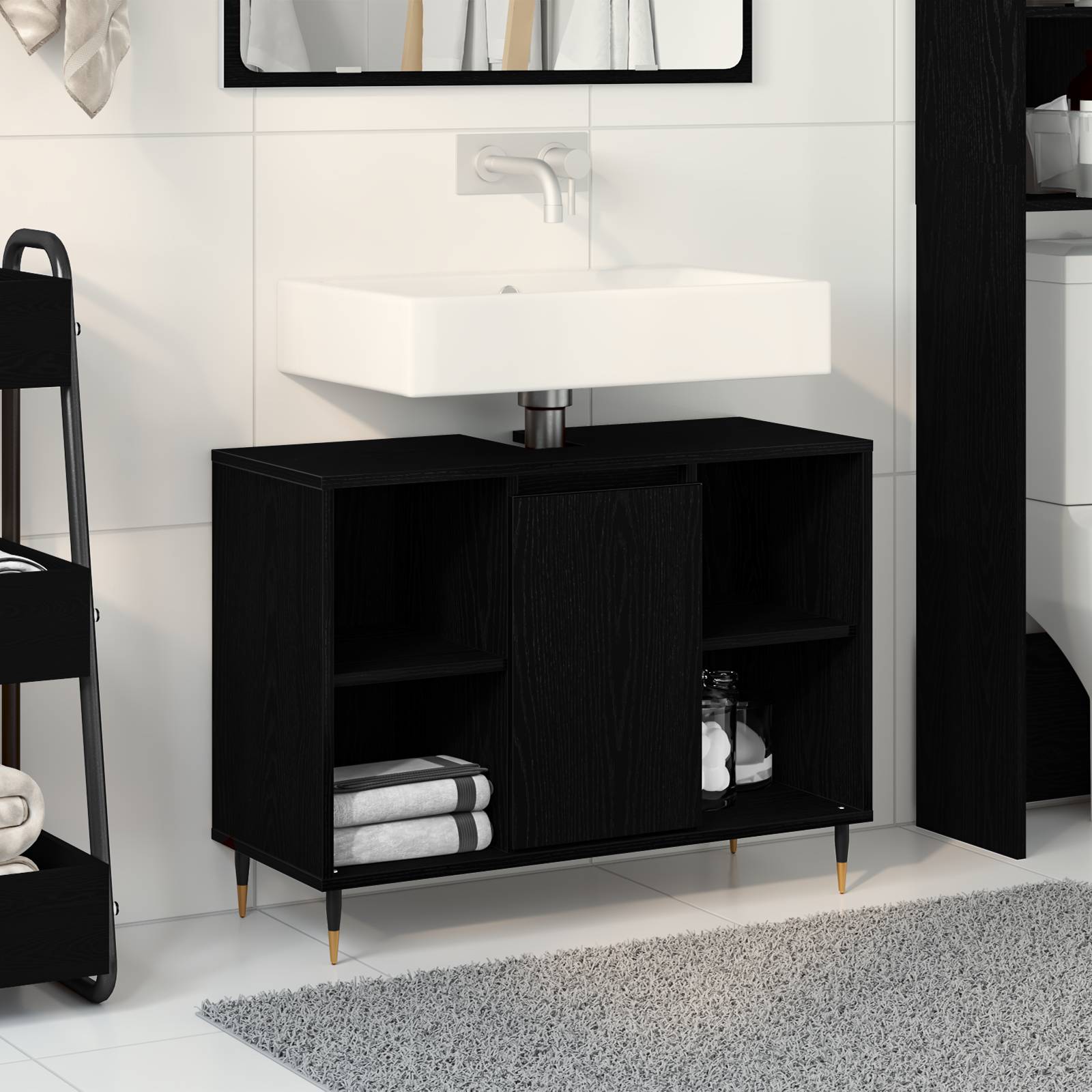 vidaXL Kommode Schwarze Eiche Holzwerkstoff Mittel