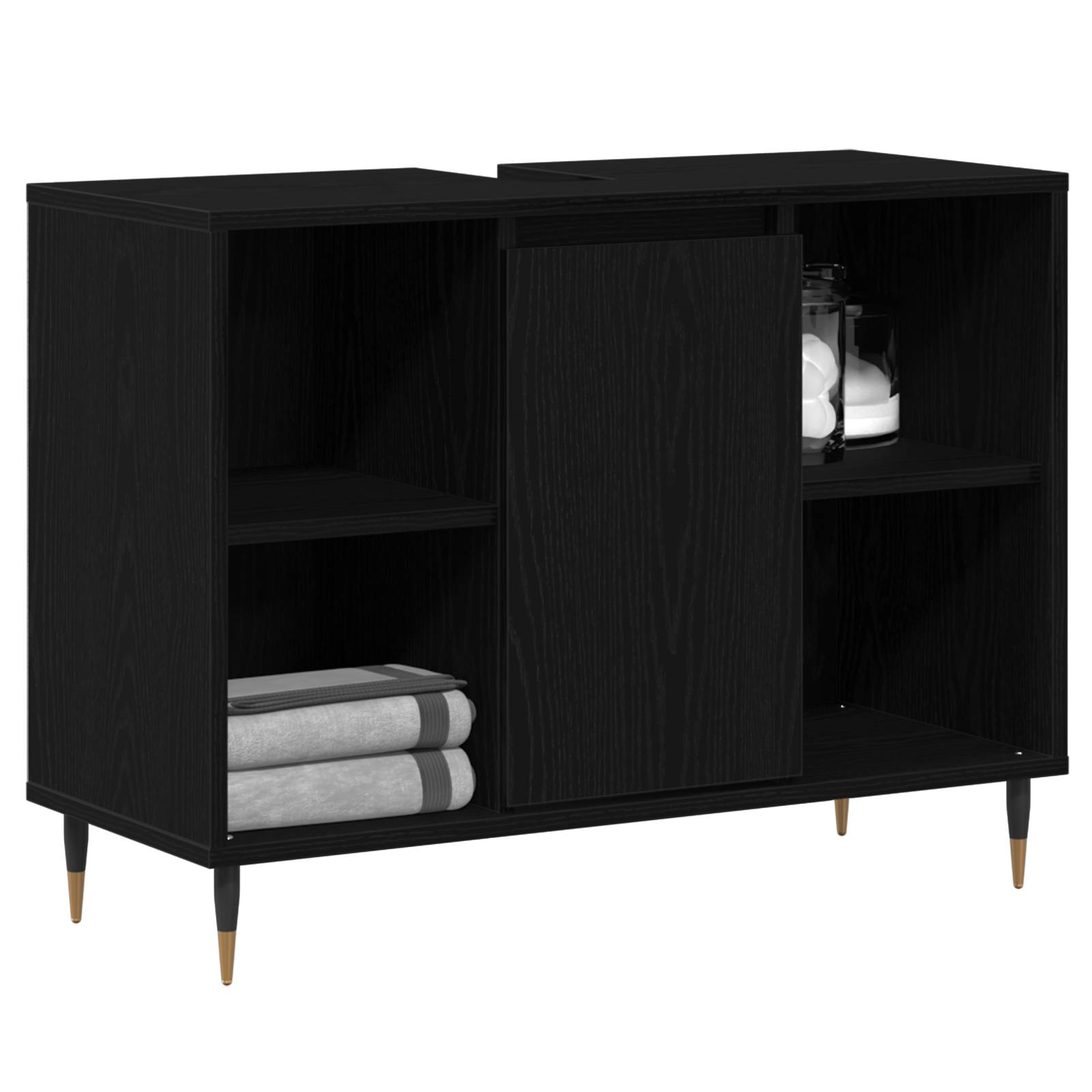 vidaXL Kommode Schwarze Eiche Holzwerkstoff Mittel
