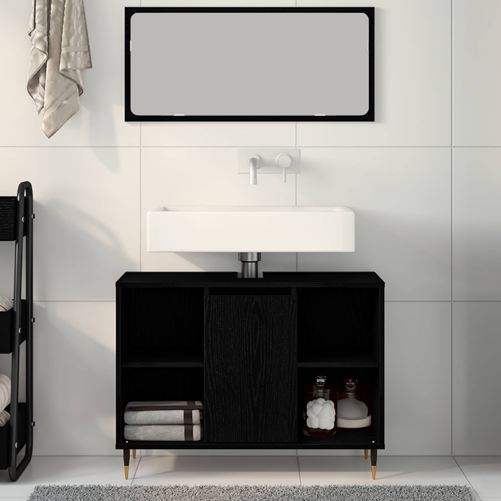 vidaXL Kommode Schwarze Eiche Holzwerkstoff Mittel