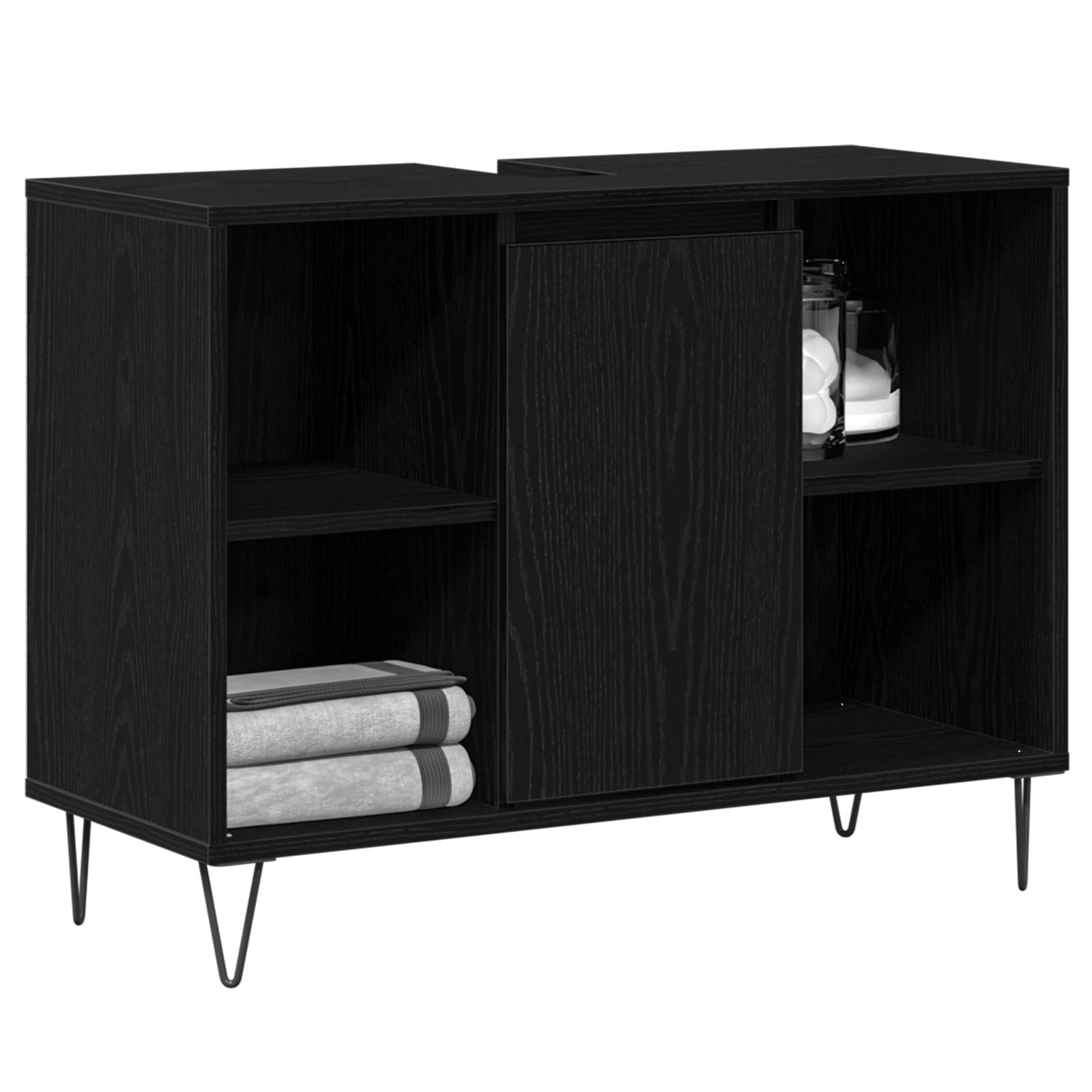 vidaXL Schwarzer Eichenwaschtisch Schwarze Eiche MDF Mittel