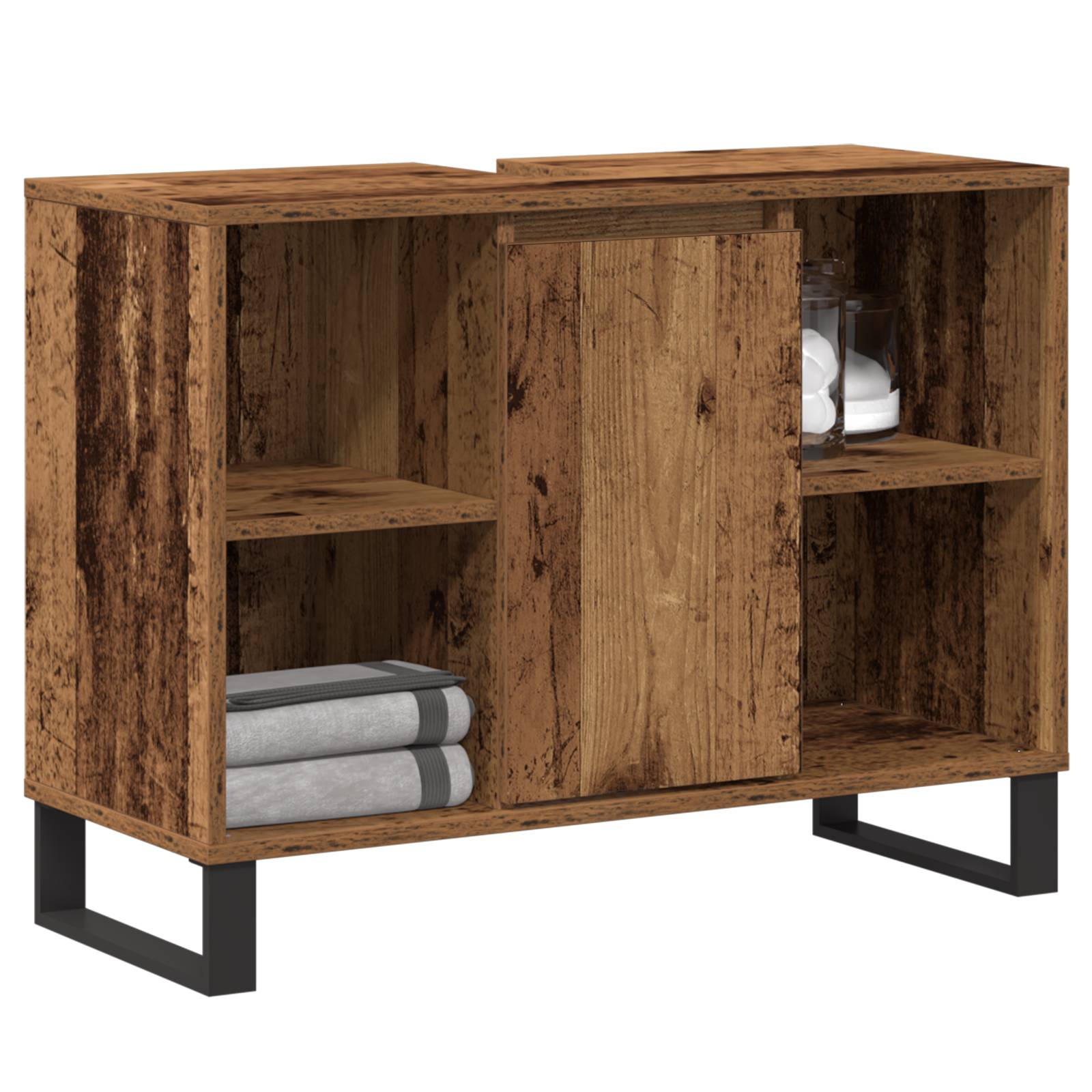 vidaXL Badezimmer-Waschtisch Altes Holz Spanplatte Mittel