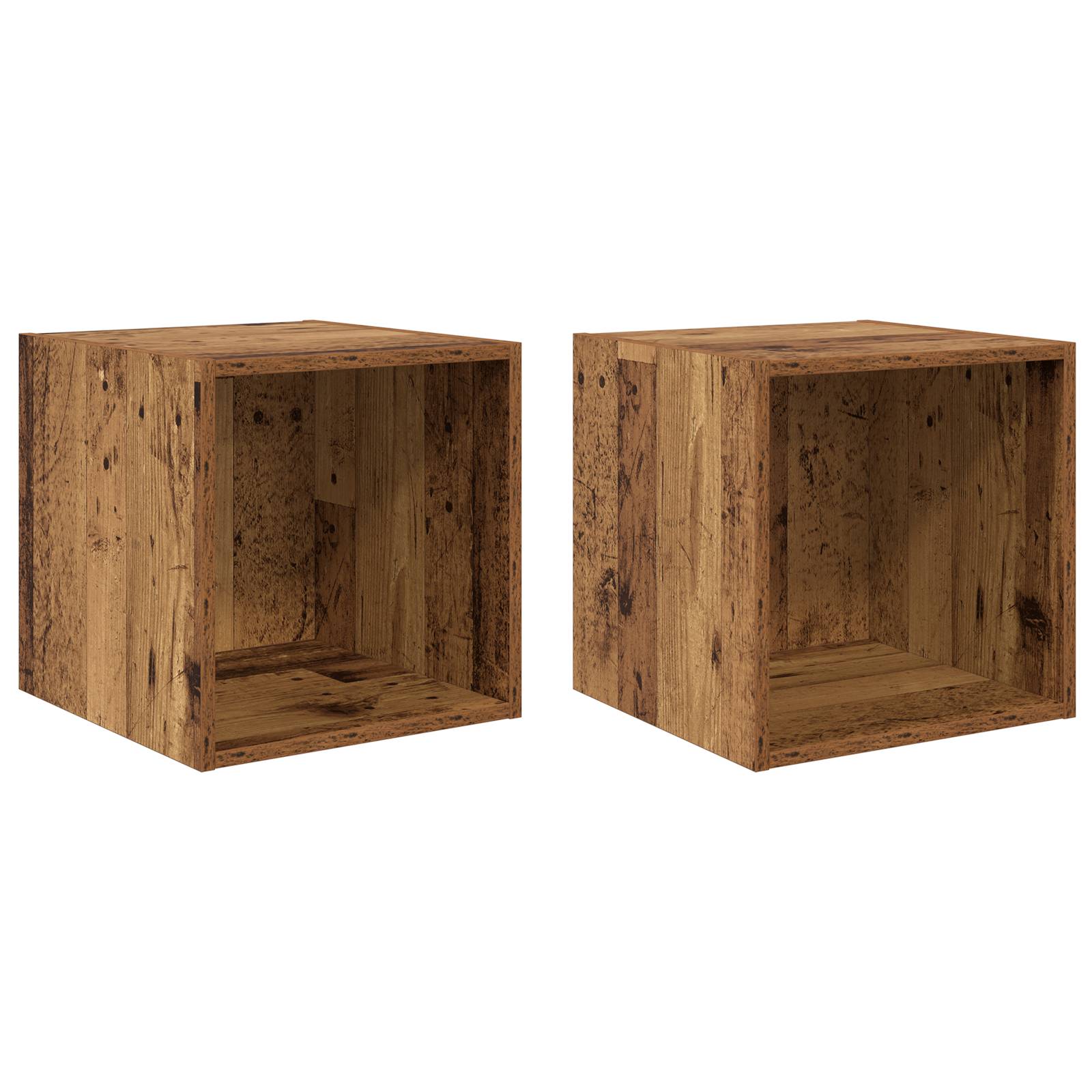 vidaXL Wandregale 2er Set - Altes Holz - 37x37x37 cm - Aus Spanplatte