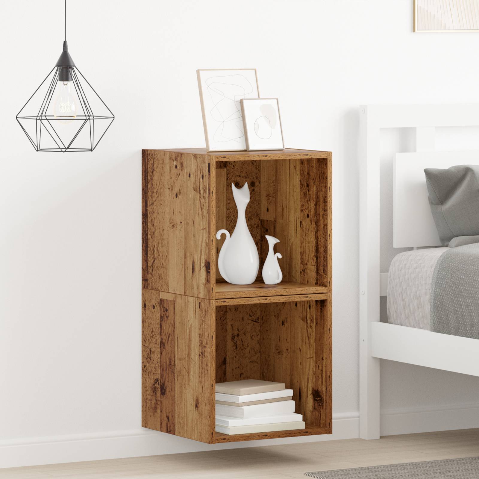 vidaXL Wandregale 2er Set - Altes Holz - 37x37x37 cm - Aus Spanplatte