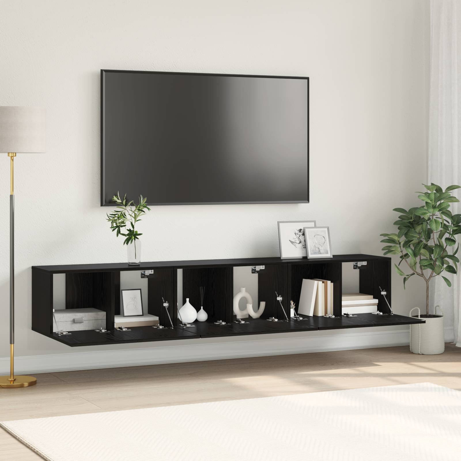 vidaXL TV Schrank Set Schwarze Eiche Holzwerkstoff Mittel TV Schrank