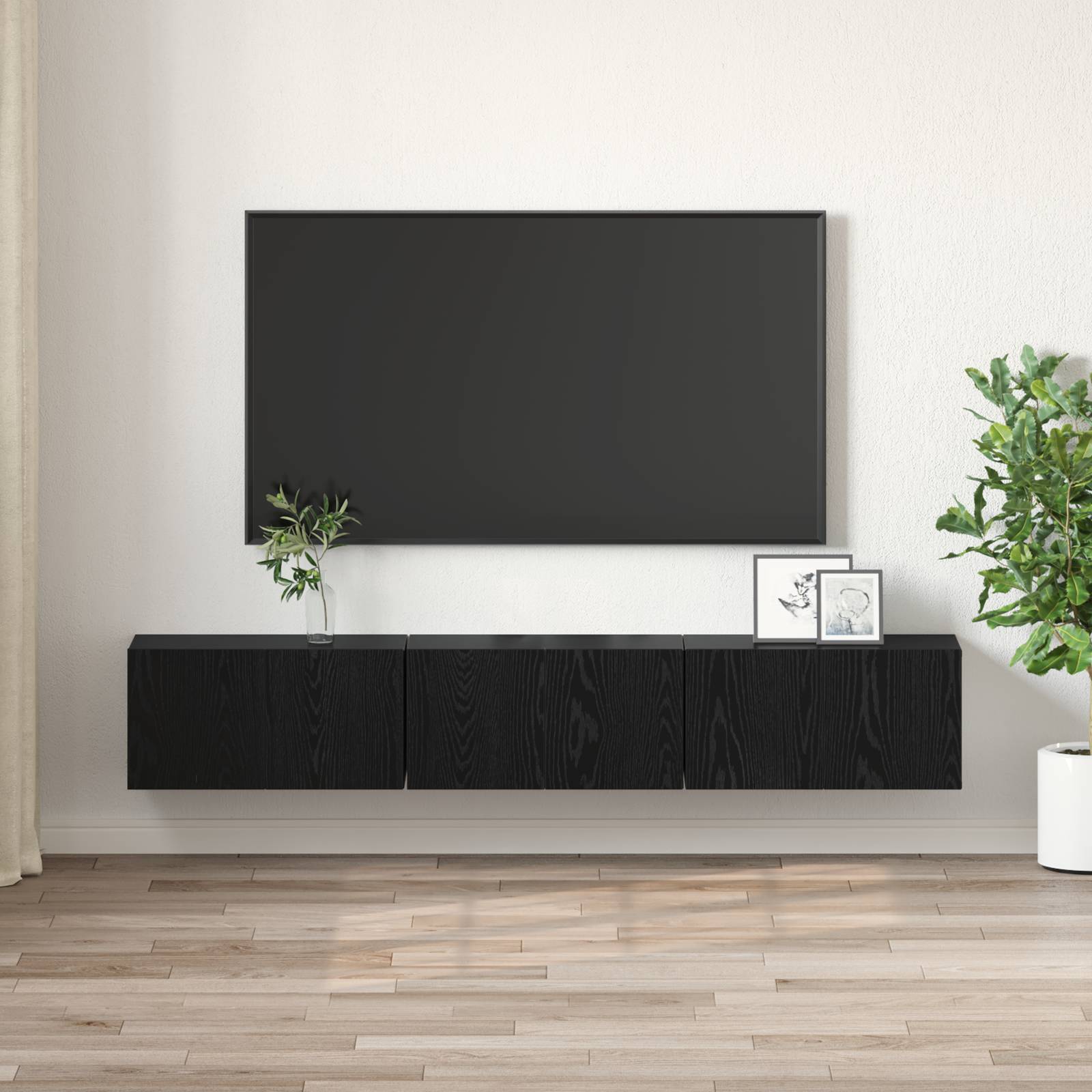 vidaXL TV Schrank Set Schwarze Eiche Holzwerkstoff Mittel TV Schrank