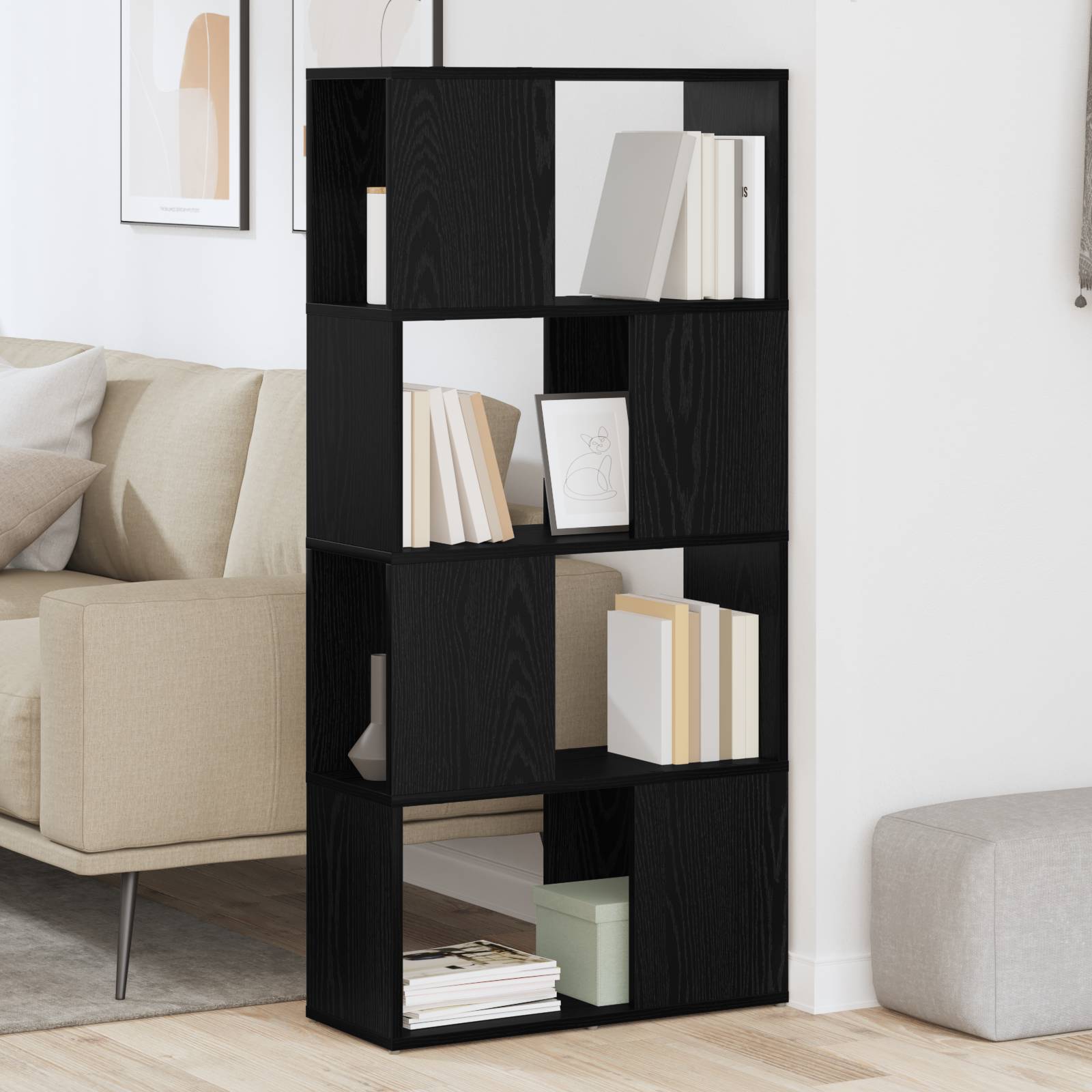 vidaXL Regal Schwarze Eiche Holzwerkstoff 60 x 24 x 124 cm