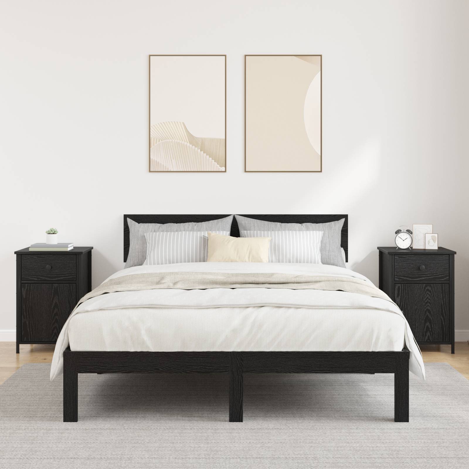 vidaXL Nachttische 2 Stück Schwarze Eiche 40x42x60 cm Holzwerkstoff