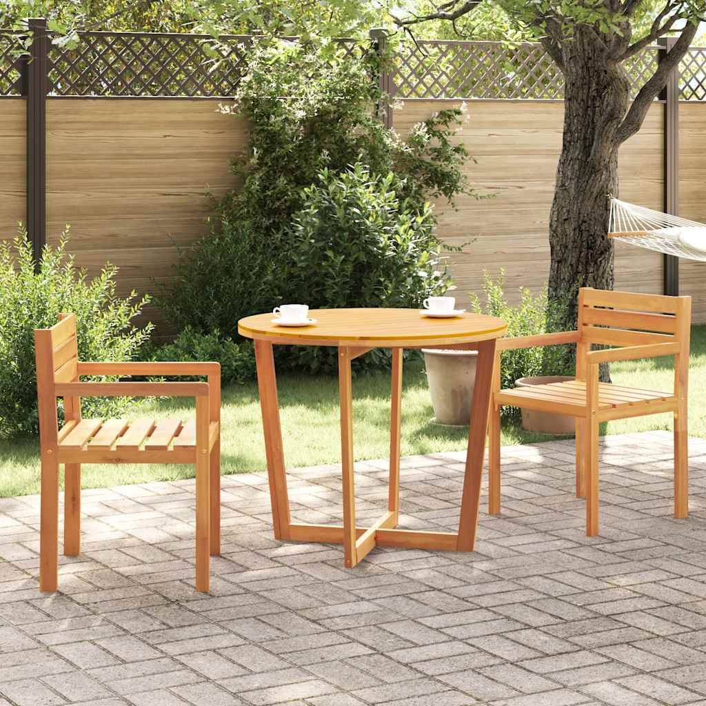 vidaXL Garten-Esstisch Rund Ø90x75 cm Massivholz Akazie