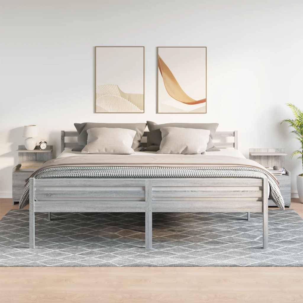 vidaXL Nachttische 2-tlg. mit 2 Schubladen Grau Sonoma 40x36,5x62 cm