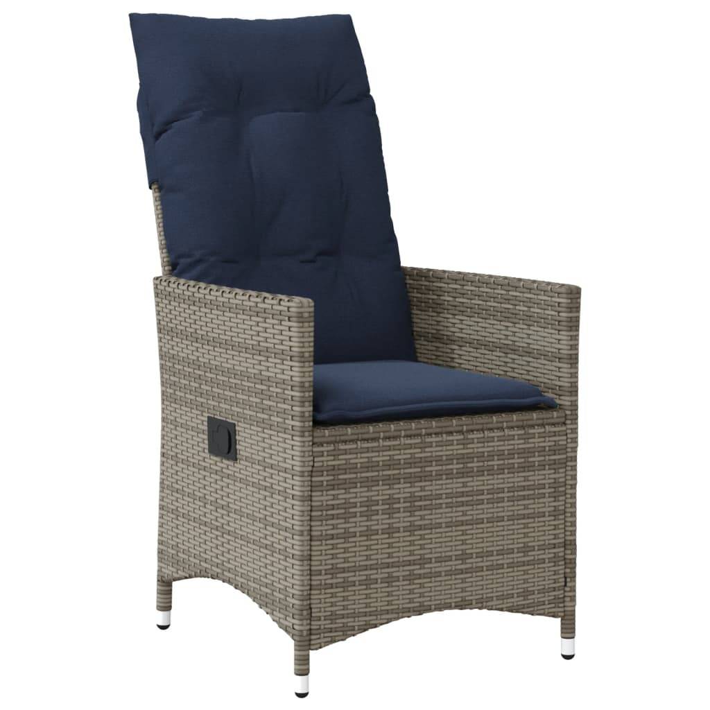 vidaXL 3-teiliges Bistro-Set mit Kissen Grau Poly Rattan