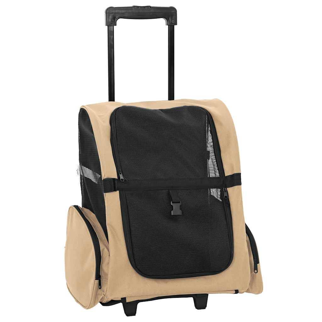 vidaXL Trolley für Haustiere 3-in-1 Sandfarbe 48x32x57 cm cm Oxford-Gewebe