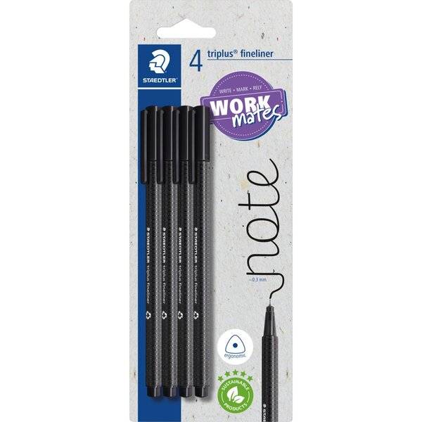 Fineliner triplus rPP schwarz 4 Stück