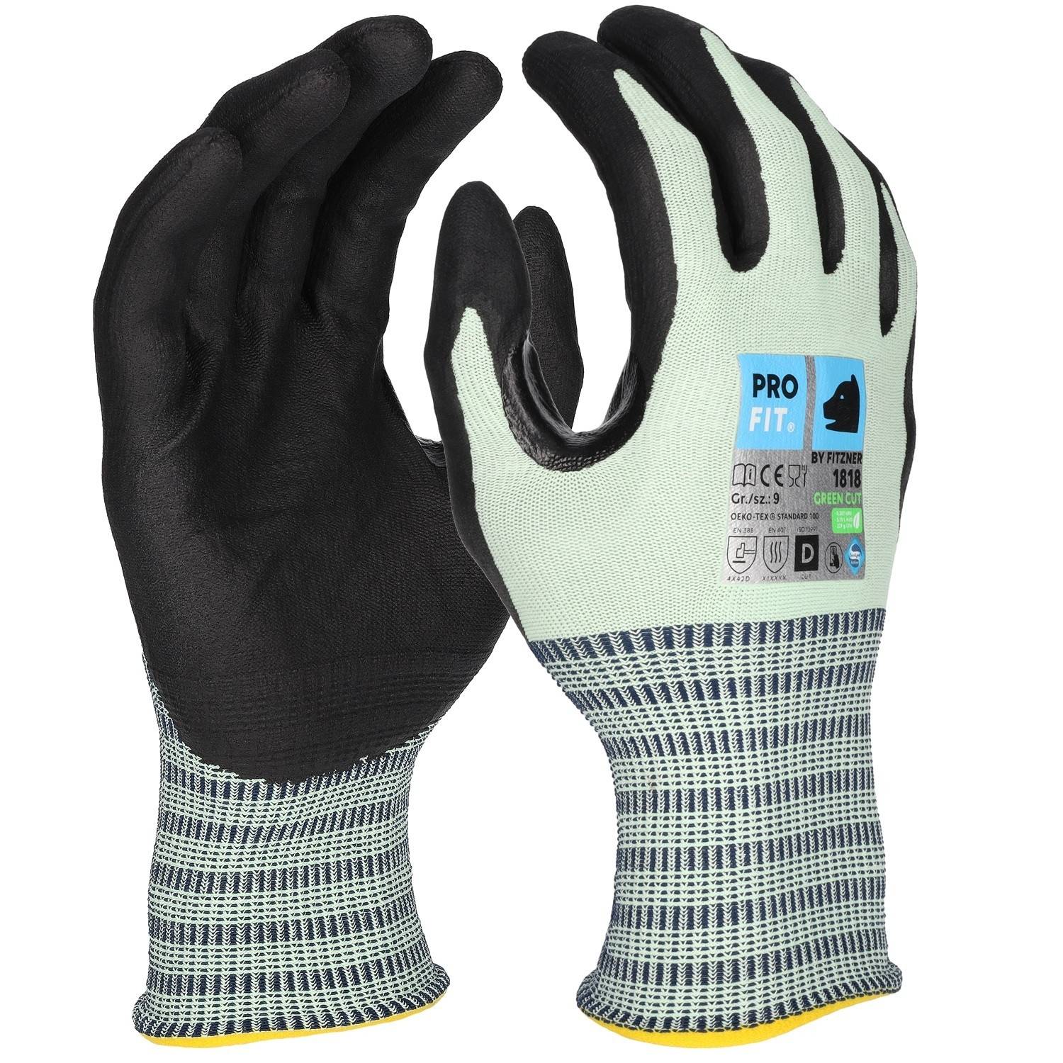 Profit 1818/11 - Nitril Schnittschutzhandschuh "Green Cut D", recycelter Liner