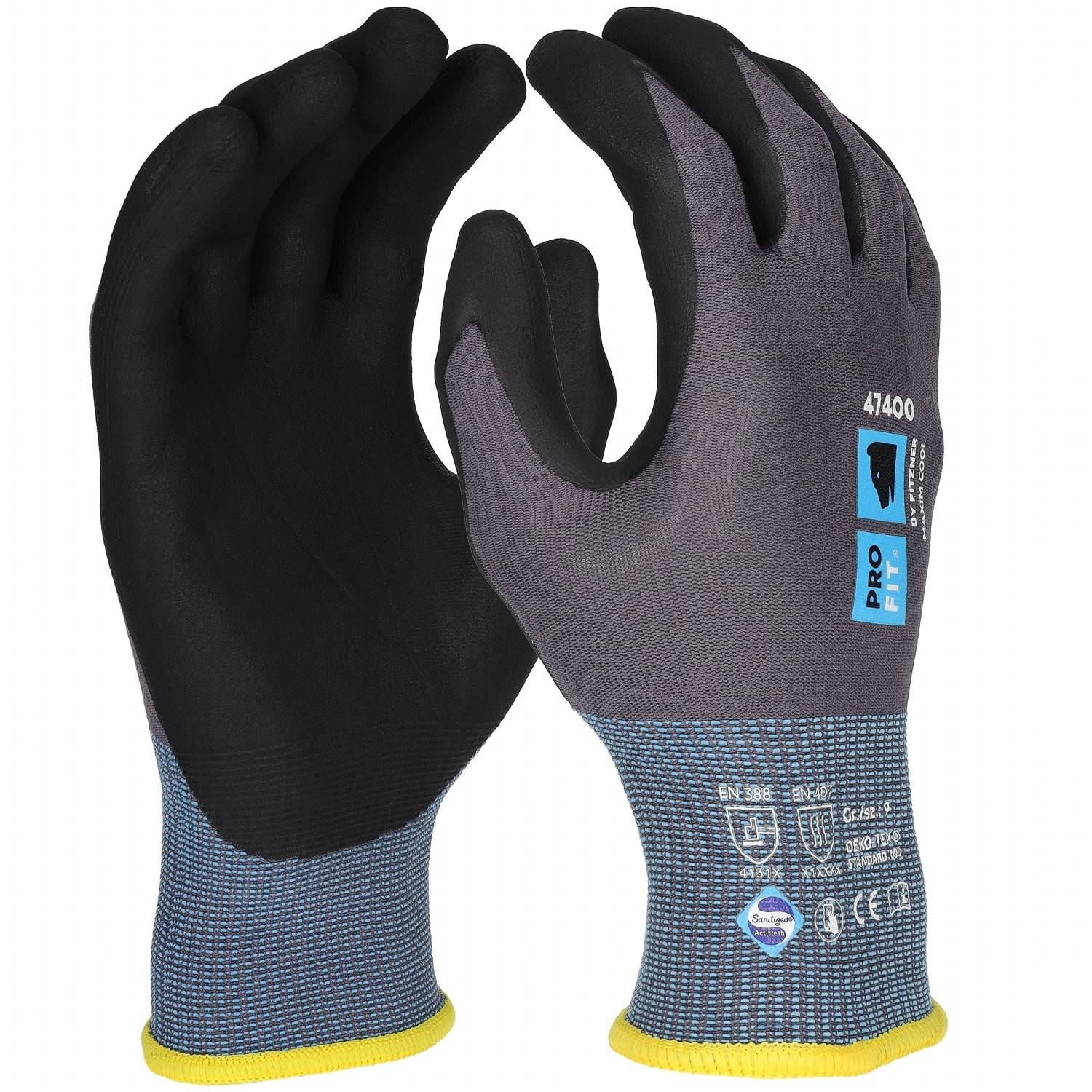 Profit 47400/10 - Nitril Handschuhe, "Maxim cool", grau / schwarz
