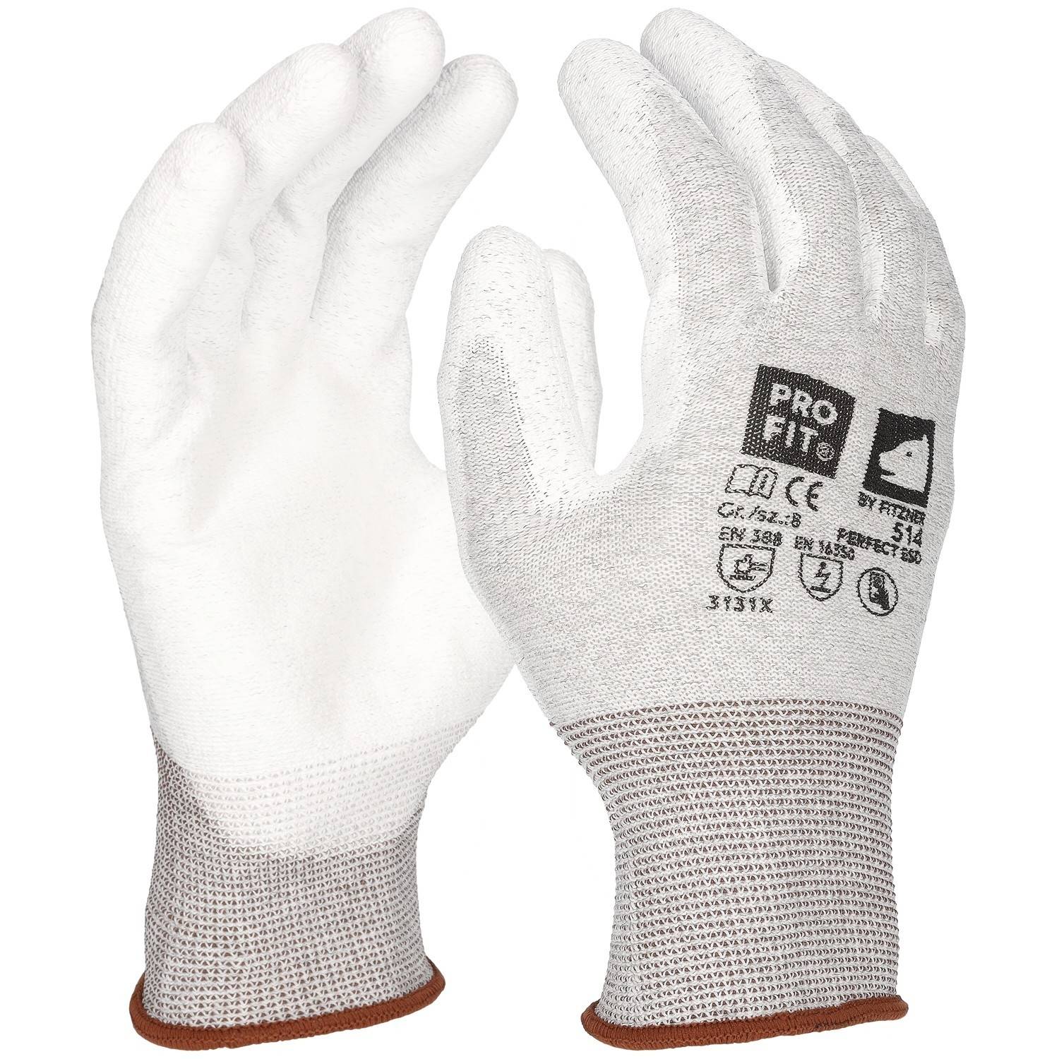 Profit 514/9 - ESD Handschuh "Perfect esd", PU beschichtet, weiß