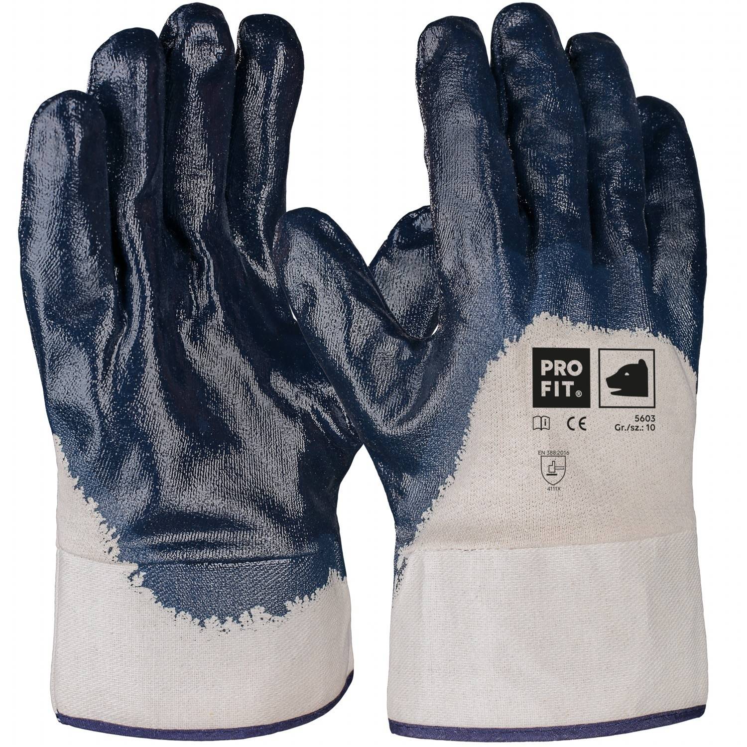 Profit 5603/10 - Nitril Handschuhe, "Mega", blau, 3/4 getaucht, Stulpe