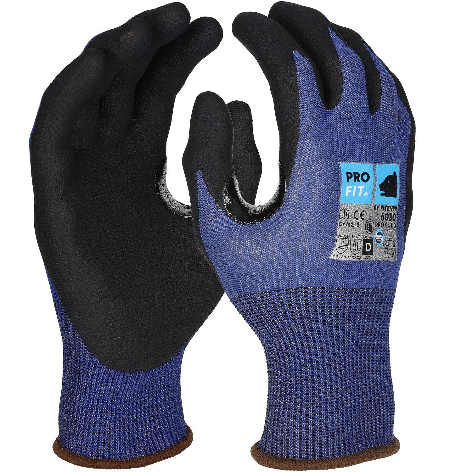 Profit 6030/10 - Nitril Schnittschutzhandschuh "Pro Cut D", blau/schwarz