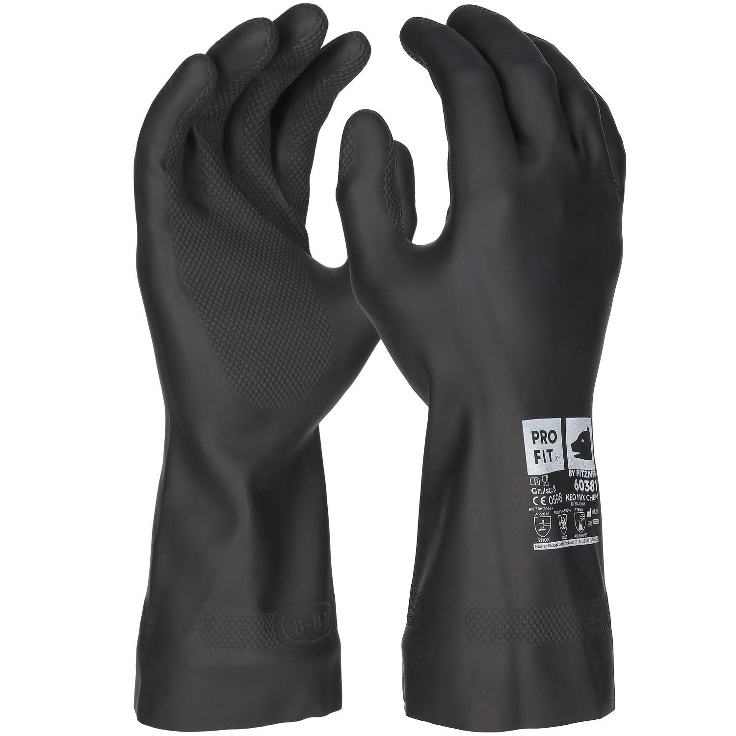Profit 60381/10 - Neopren/Latex Chemikalienschutzhandschuh, 30 cm, schwarz