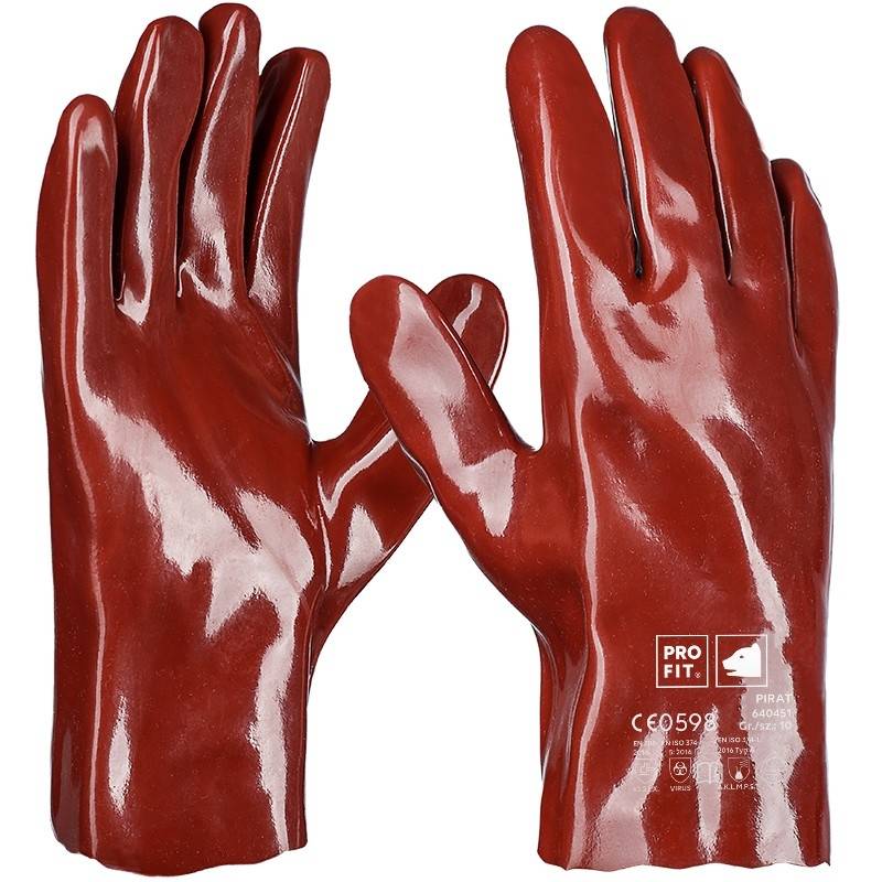 Profit 640451/10 - PVC Chemikalienschutzhandschuhe "Pirat", rotbraun, 27 cm