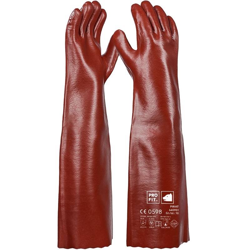 Profit 640951/10 - PVC Chemikalienschutzhandschuhe "Pirat", rotbraun, 58 cm
