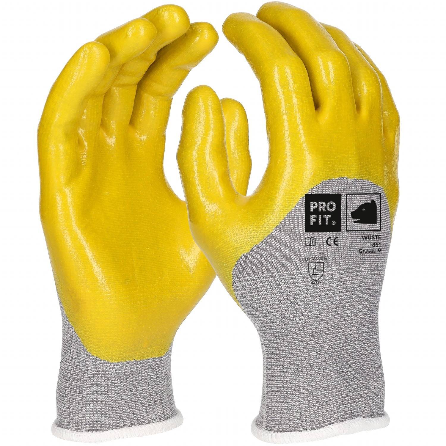 Profit 851/10 - Nitril Handschuhe "Wüste", 3/4 beschichtet, gelb, premium