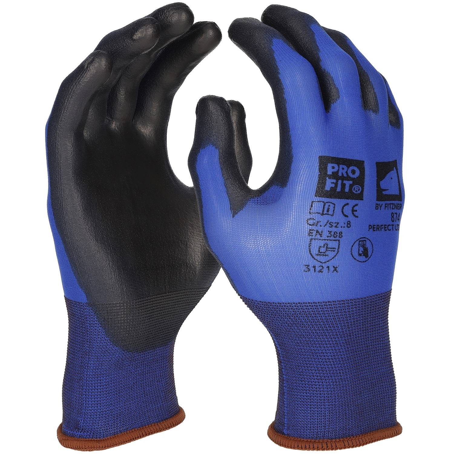 Profit 874/8 - PU Handschuh "Perfect Lite", blau/schwarz, Touch-screen