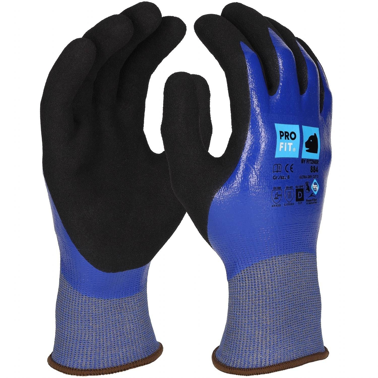 Profit 884/10 - Nitril Schnittschutzhandschuh "Ultra Dry Cut D", blau
