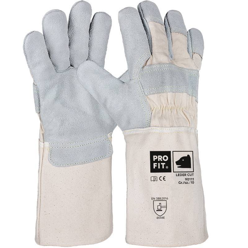 Profit 90111/10 - Rindspaltleder Schnittschutzhandschuh, 15 cm Stulpe, Level E