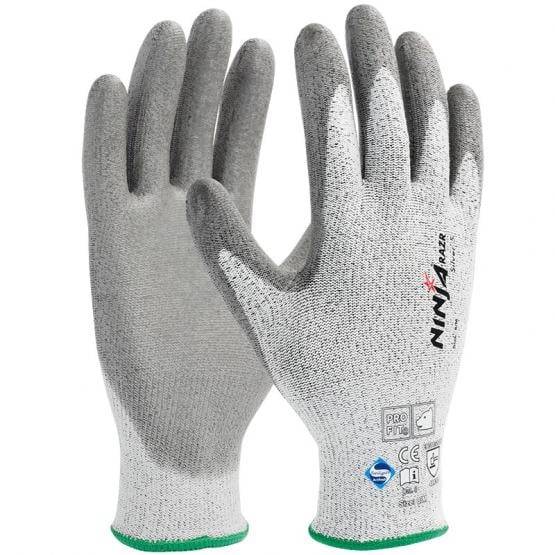 Profit 990436/10 - Ninja Silver + PU-Schnittschutzhandschuh, Level C, grau