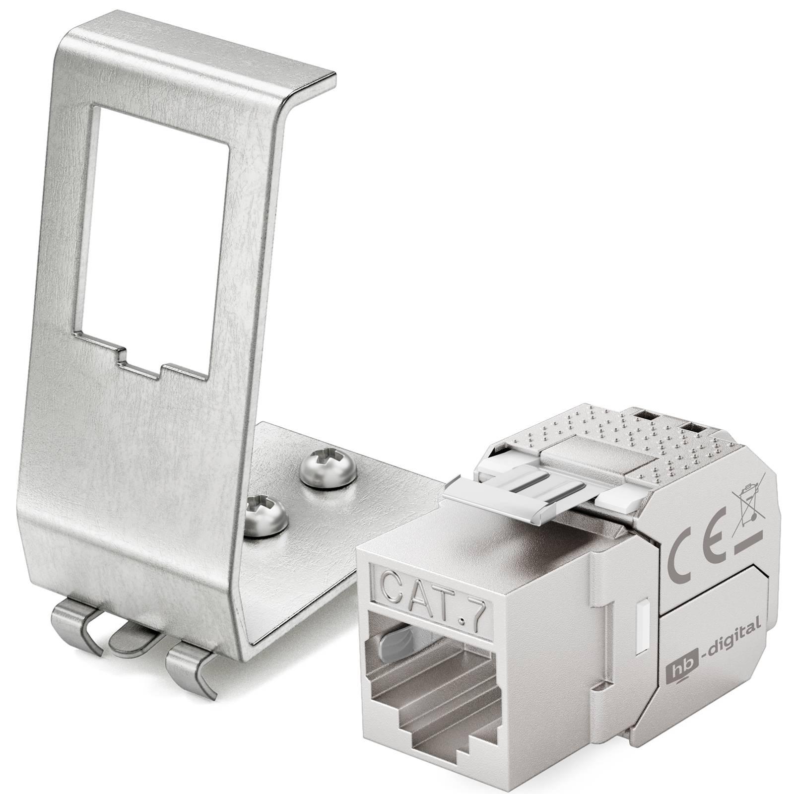 hb-digital Hutschienenadapter 1 Port mit CAT 7 Keystone Modul RJ45