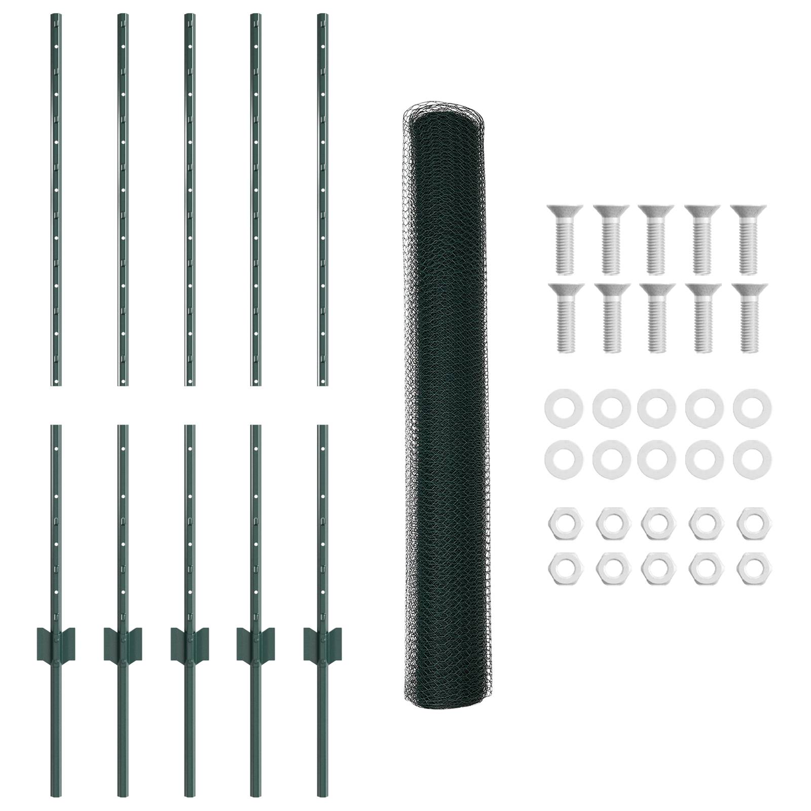 vidaXL Zaunpfosten 5 Stück U-Channel Grün 100 cm Stahl
