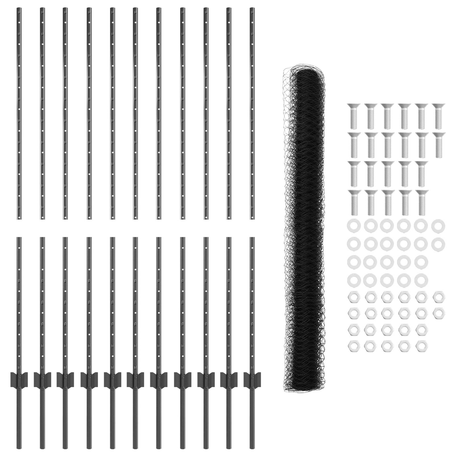 vidaXL Zaunpfosten 22 Stück U-Channel Grau 140 cm Stahl