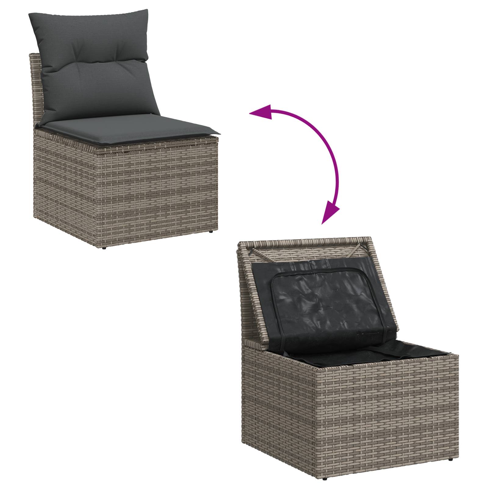 vidaXL 6-teiliges Garten Sofa Set mit Kissen Grau Poly Rattan