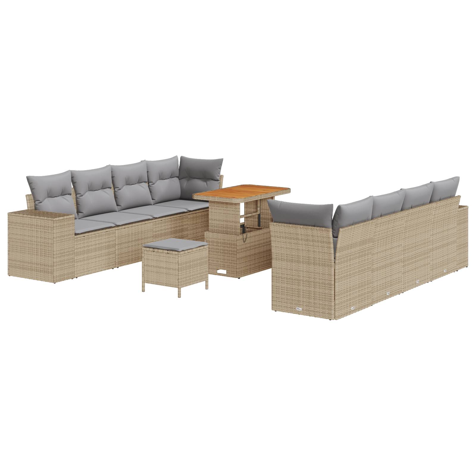 vidaXL 11-teiliges Garten Sofa Set mit Kissen Beige Poly Rattan Akazie