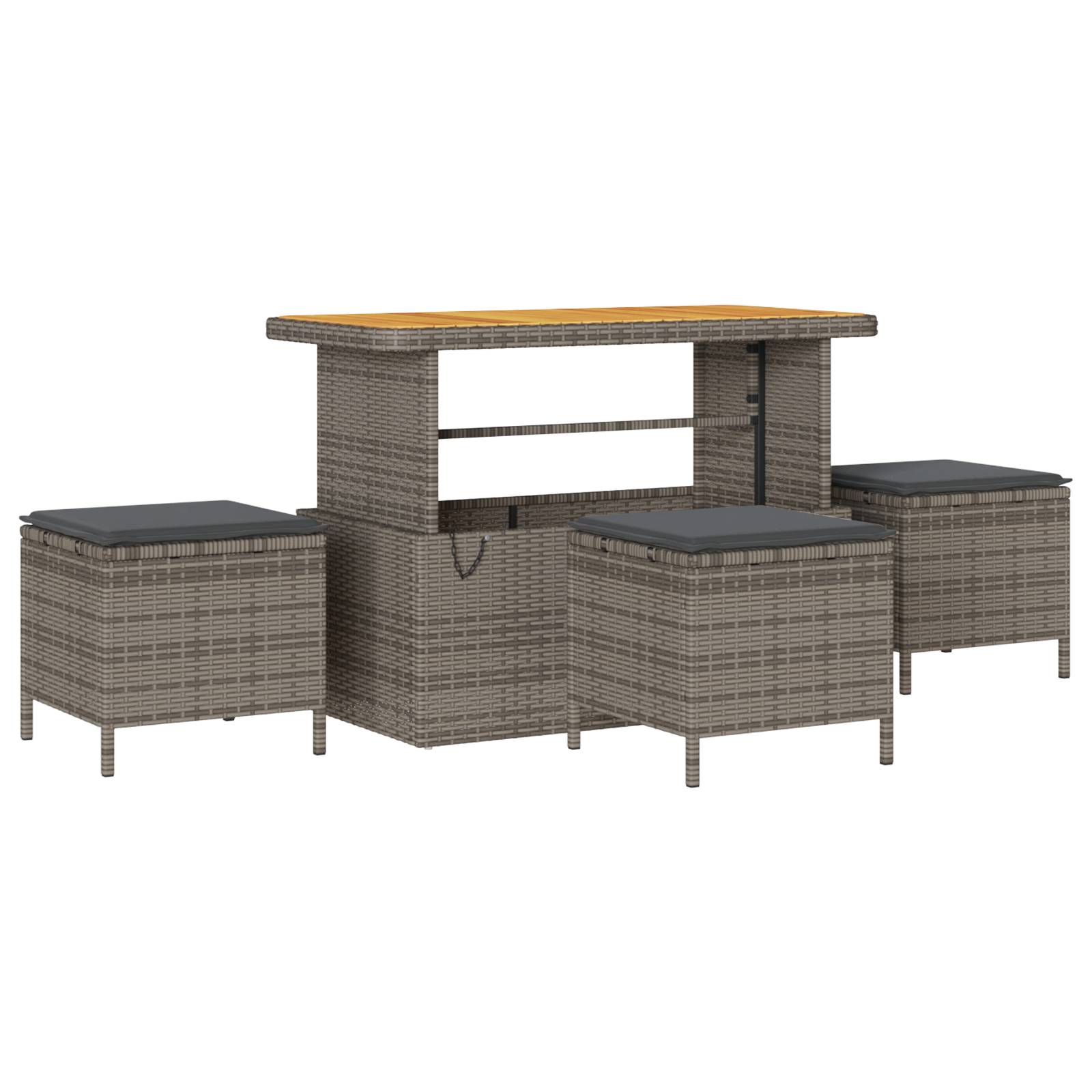 vidaXL 9-teiliges Garten Sofa Set mit Kissen Grau Poly-Rattan Akazie