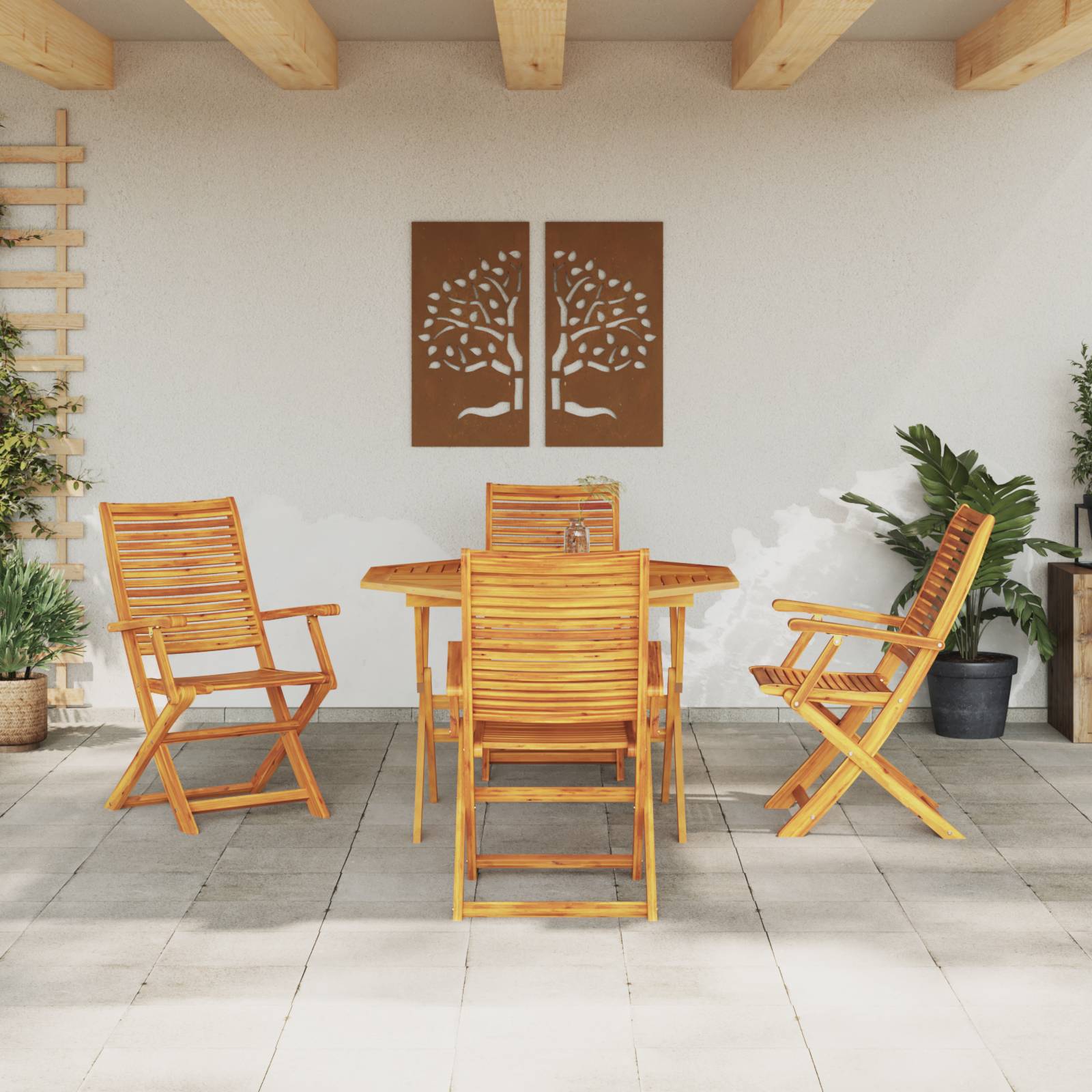 vidaXL 5-tlg. Garten-Essgruppe Massivholz Akazie